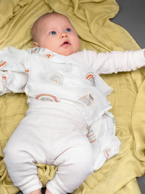 3 x Langes coton bébé en bambou naturel LIONELO - 120x120 - Kiabi