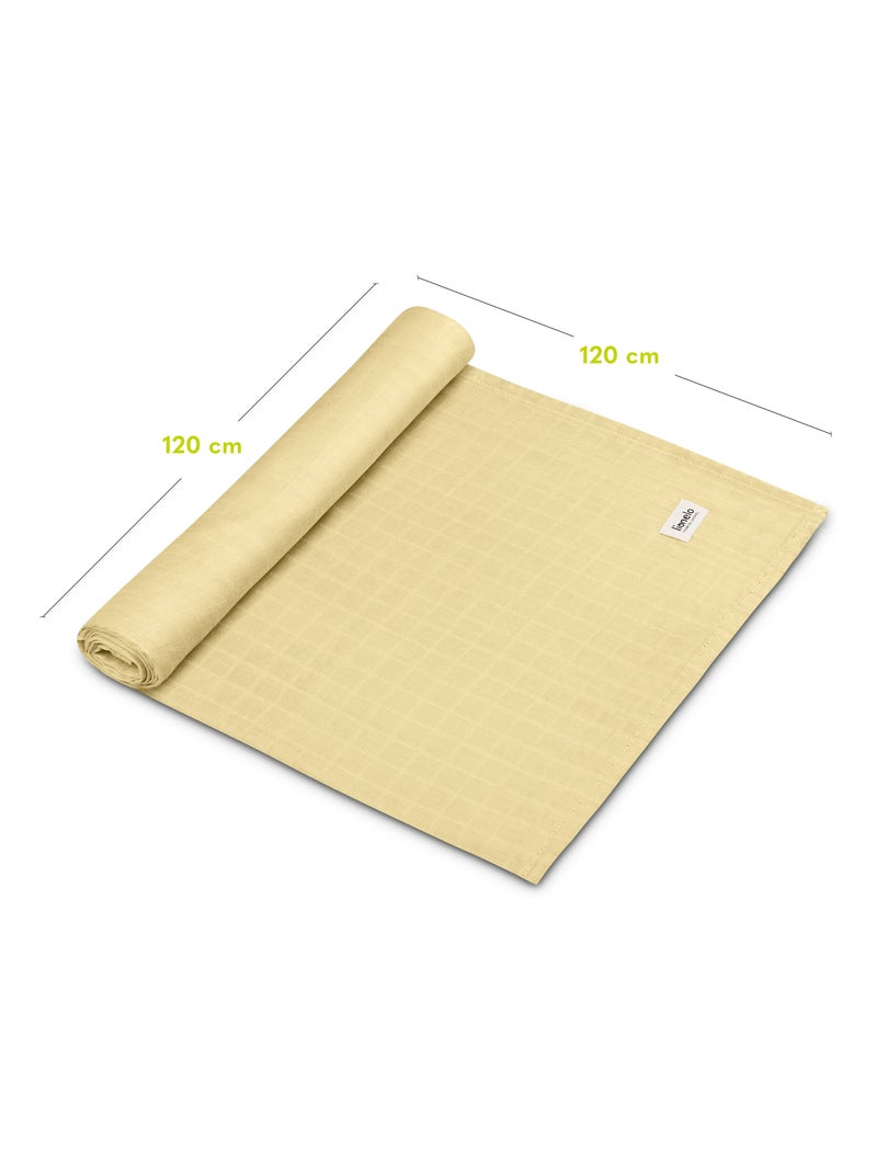 3 x Langes coton bébé en bambou naturel LIONELO - 120x120 Jaune - Kiabi