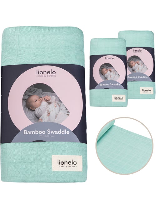 3 x Langes coton bébé en bambou naturel LIONELO - 120x120 - Kiabi