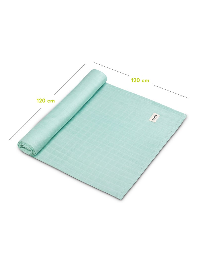 3 x Langes coton bébé en bambou naturel LIONELO - 120x120 Menthe - Kiabi