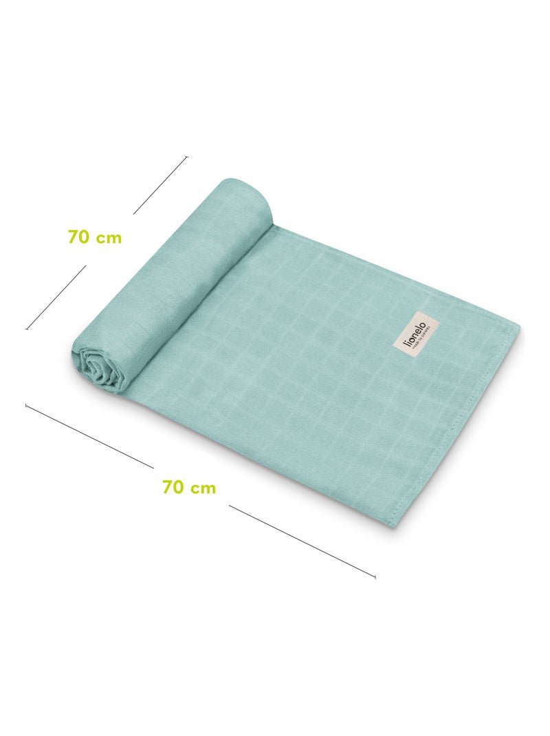 3 x Langes coton bébé en bambou naturel LIONELO - 70x70 cm - Antibactériens Blanc Bleu Blanc - Kiabi