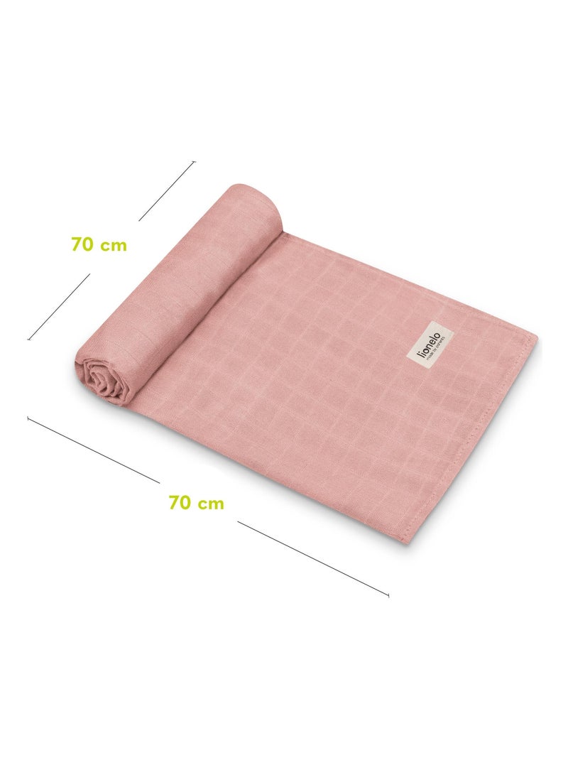 3 x Langes coton bébé en bambou naturel LIONELO - 70x70 cm - Antibactériens Blanc Rose Gris - Kiabi