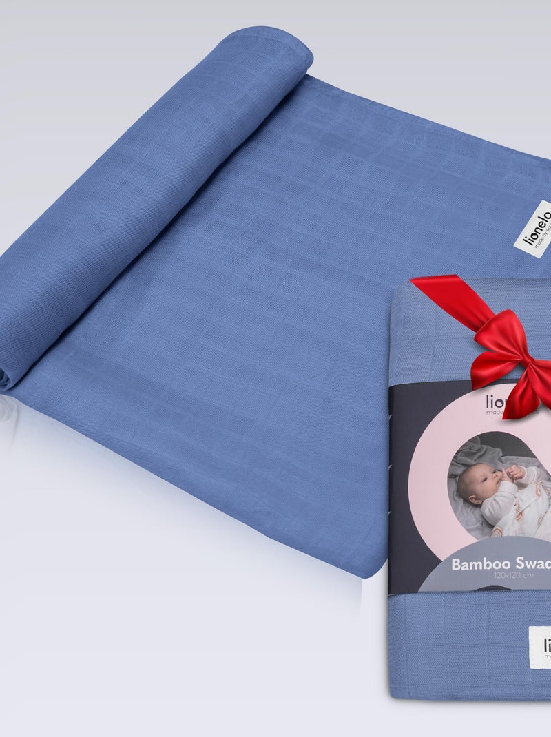 3 x Langes coton bébé en bambou naturel LIONELO - 70x70 cm - Antibactériens Bleu - Kiabi