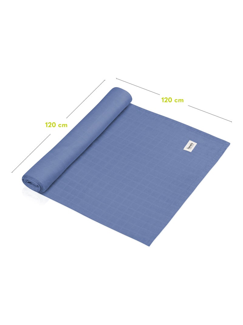 3 x Langes coton bébé en bambou naturel LIONELO - 70x70 cm - Antibactériens Bleu - Kiabi