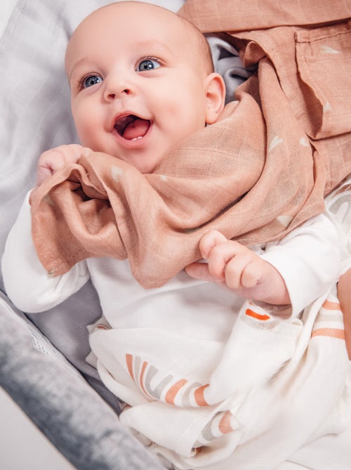 3 x Langes coton bébé en bambou naturel LIONELO - 70x70 cm - Antibactériens - Kiabi