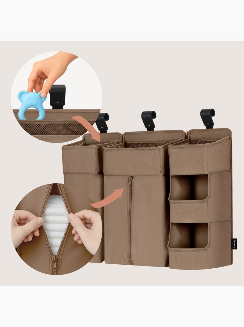3 x Organisateur suspendu pour lit bébé LIONELO Sidepocket - Ranger les couches - Panier Beige - Kiabi