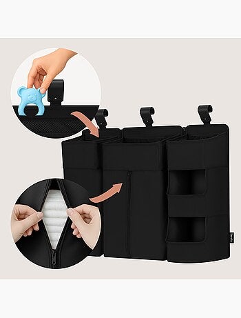 3 x Organisateur suspendu pour lit bébé LIONELO Sidepocket - Ranger les couches - Panier