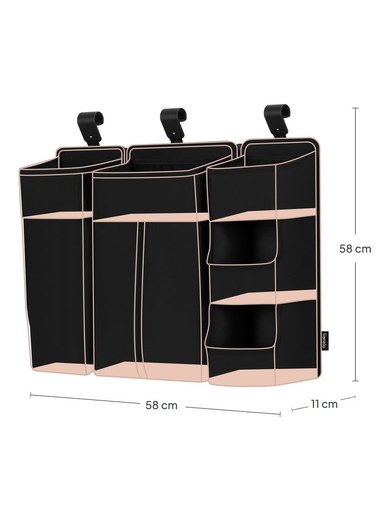 3 x Organisateur suspendu pour lit bébé LIONELO Sidepocket - Ranger les couches - Panier Noir - Kiabi