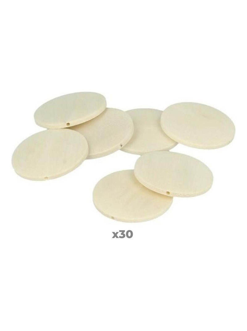 30 perles en bois rondes plates 40 mm - Artemio N/A - Kiabi