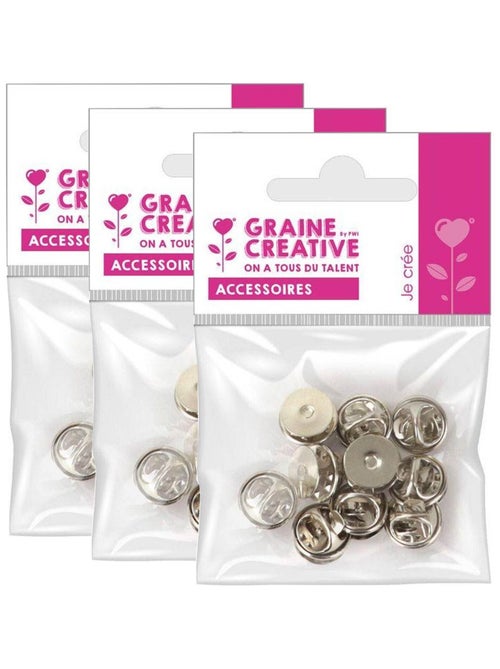 30 supports de pin's argentés 1 cm - Graine Créative - Kiabi