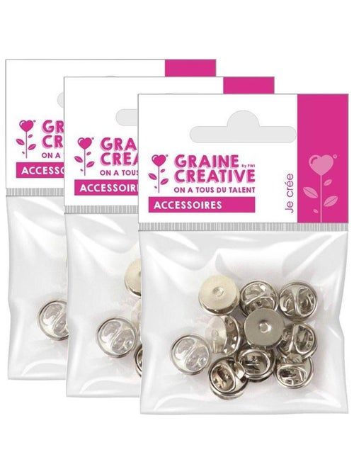 30 supports de pin's argentés 1 cm - Graine Créative - Kiabi