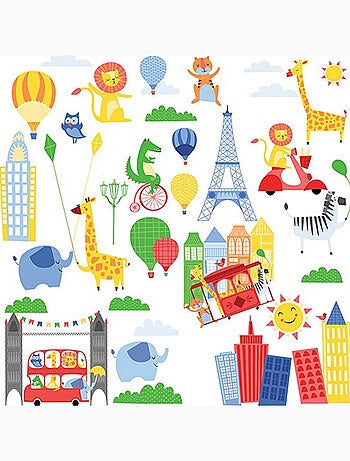 32 Stickers Animaux Safari en ville Roommates