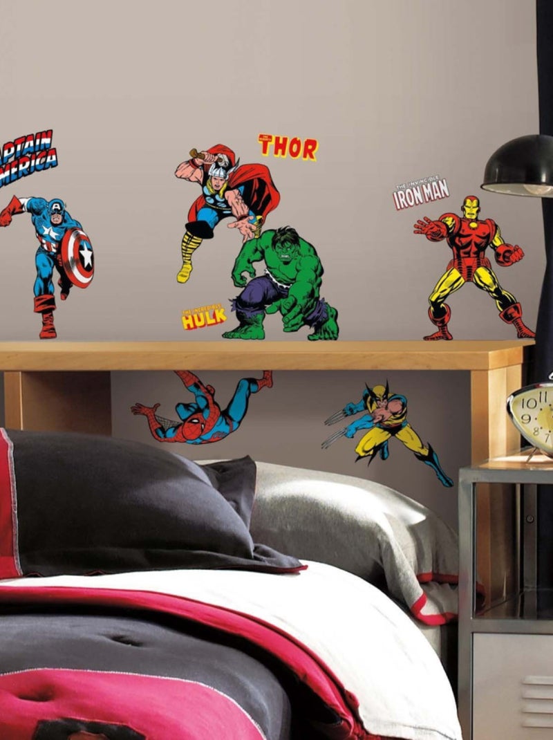 32 Stickers Avengers Comics Marvel Bleu - Kiabi