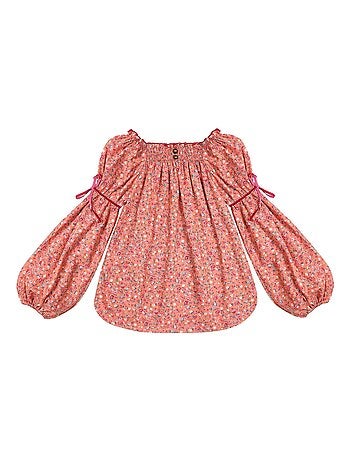 Blouse Intersaison Fleurie Liberty et Col Smocks CHIMENE - La Faute à Voltaire