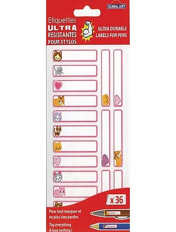 36 étiquettes plastifiées - Chatons - - Global Gift