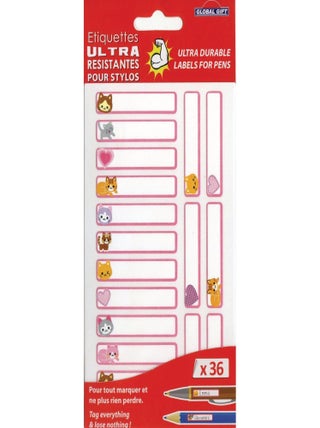 36 étiquettes plastifiées - Chatons - - Global Gift