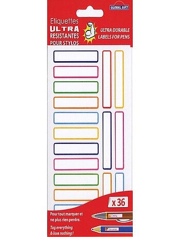 36 étiquettes plastifiées - Couleurs primaires - - Global Gift