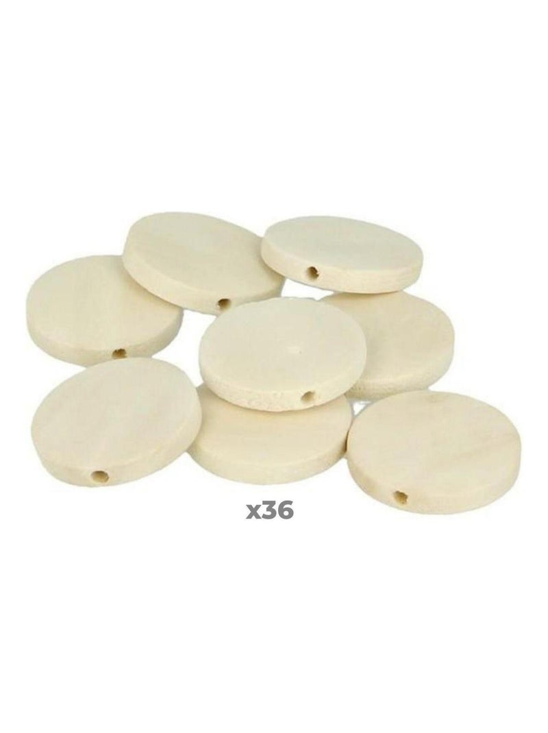 36 perles en bois rondes plates 25 mm - Artemio N/A - Kiabi