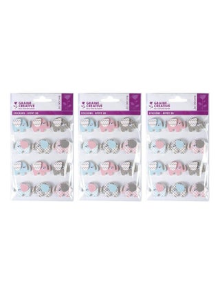36 stickers 3D - Elephants 4,3 cm - Graine Créative