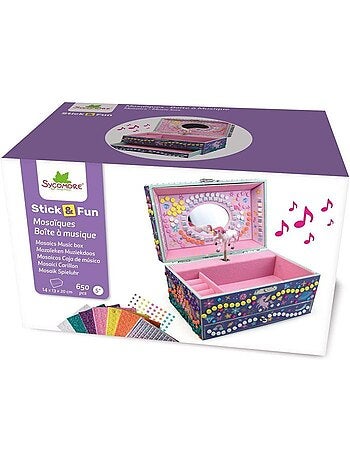 3d mosaïques - sycomore - stick'n fun - boîte à musique licorne - dès 5 ans