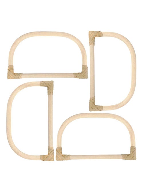 4 anses de sac arrondis en bambou 15,5 x 9 cm - Creotime - Kiabi
