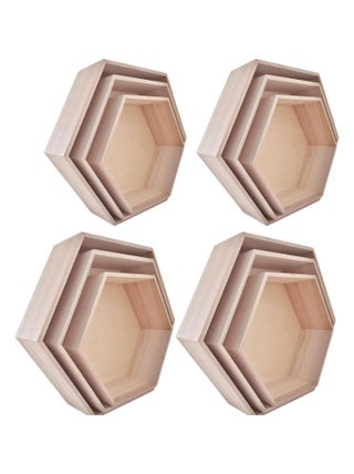 4 blocs de 3 étagères hexagonales en bois - Graine Créative