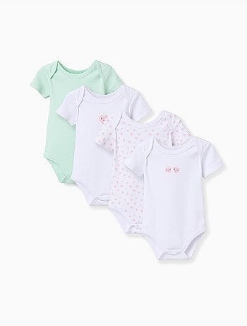 4 bodies en coton avec motif de fraise