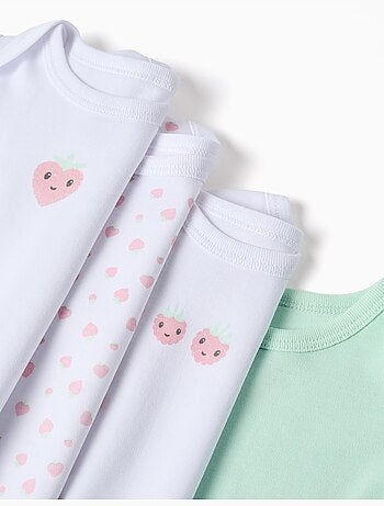 4 bodies en coton avec motif de fraise