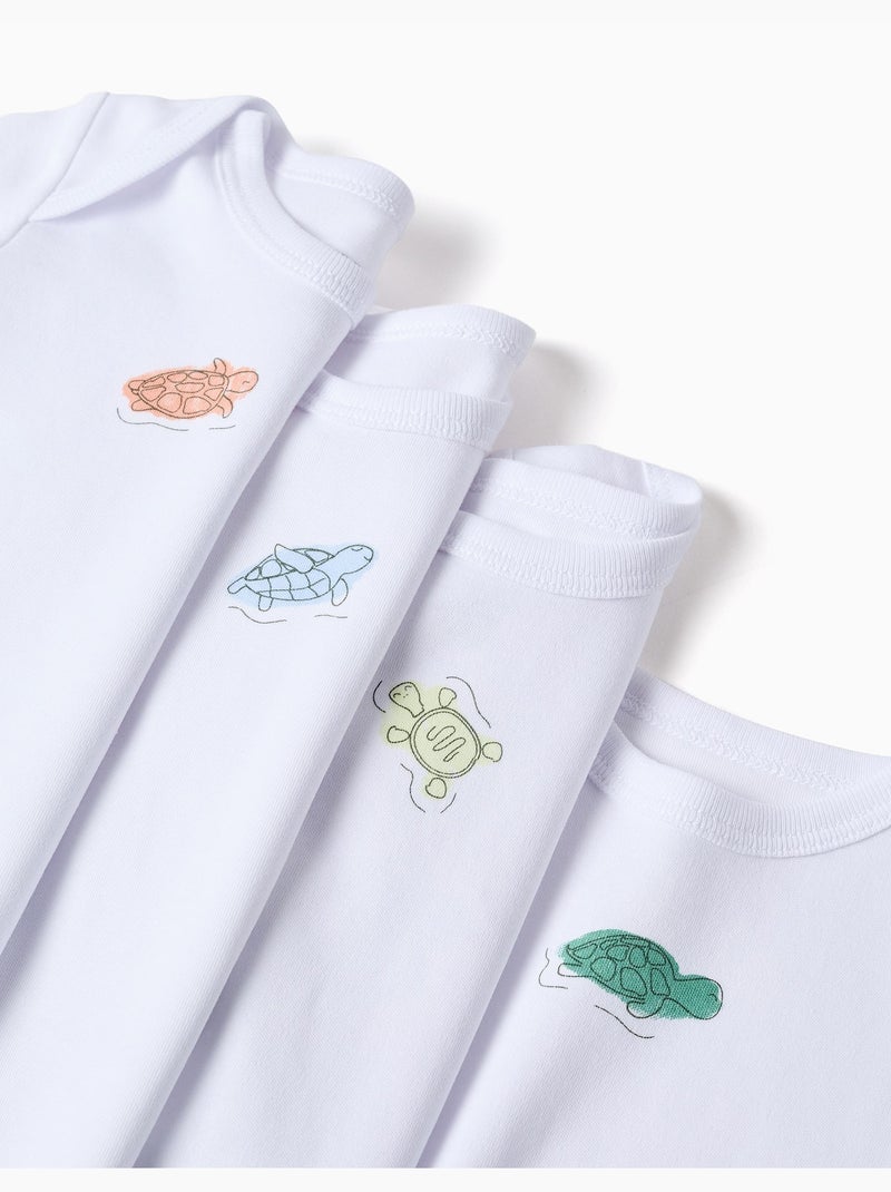 4 bodies en coton avec tortues imprimées Blanc - Kiabi