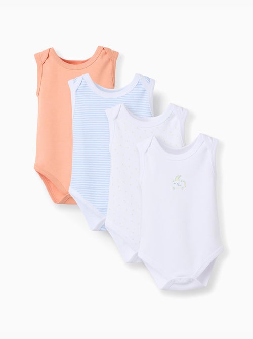 4 Bodies sans manches à imprimés - Kiabi