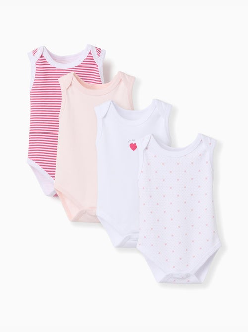 4 Bodies sans manches à imprimés - Kiabi