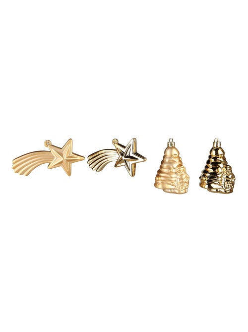 4 boules de sapin de noel et etoile argent - Kiabi