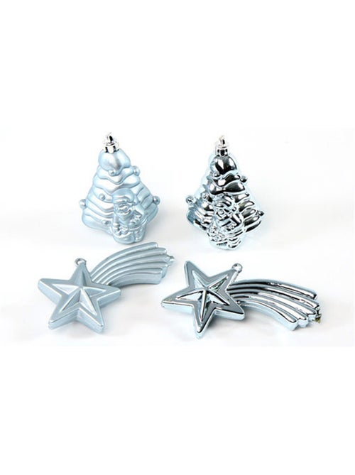 4 boules de sapin de noel et etoile bleu ciel - Kiabi