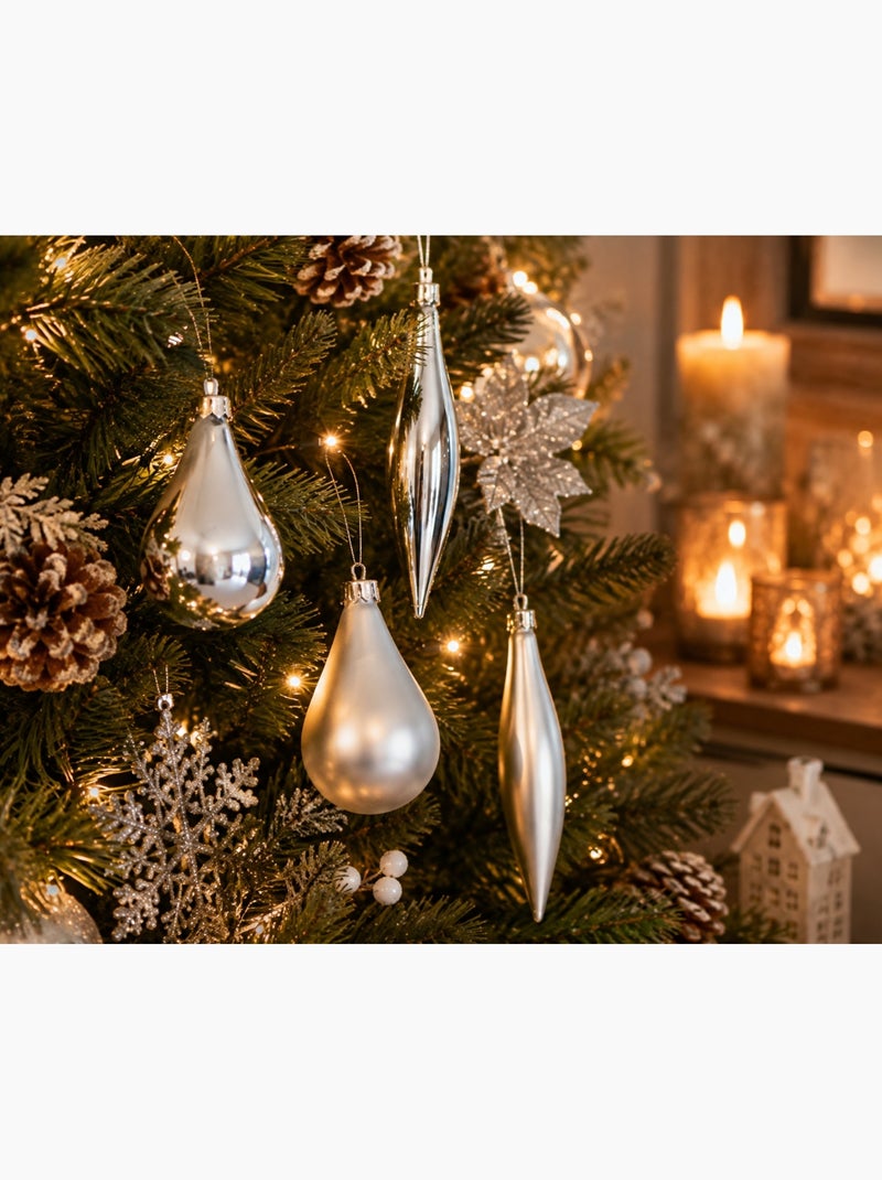 4 boules de sapin de noel olive et glacon bleu ciel Bleu clair - Kiabi