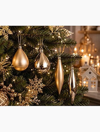 Lot de 4 boules de sapin de noël olive et glaçon