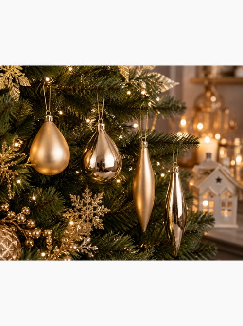 4 boules de sapin de noel olive et glacon or - Kiabi 4 boules de sapin de noel olive et glacon or - Kiabi