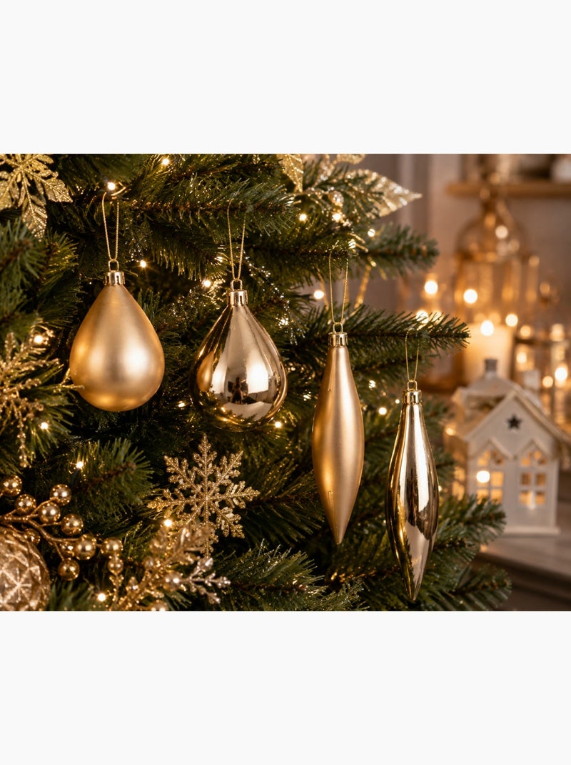4 boules de sapin de noel olive et glacon or Blanc Doré - Kiabi