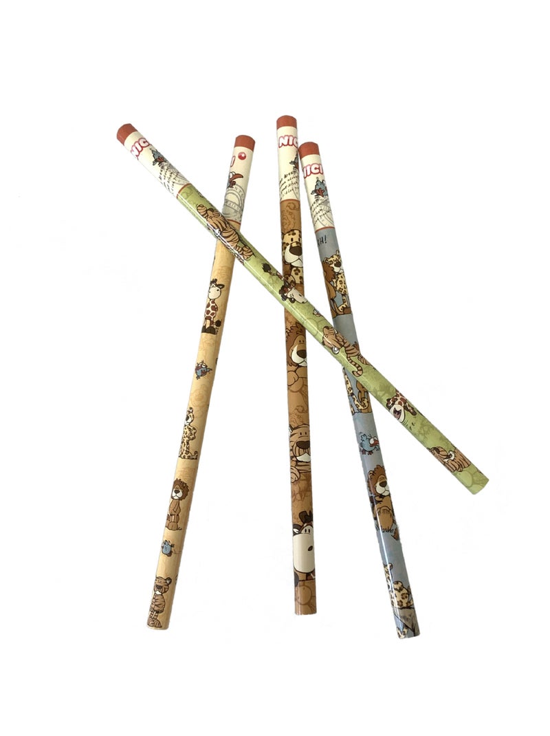 4 crayons gris Nici Les Aventures des Amis Sauvages Multicolore - Kiabi