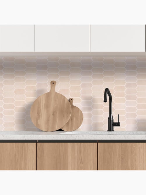 4 crédences adhésives hexagonales - 30 x 30 cm - Beige - Kiabi