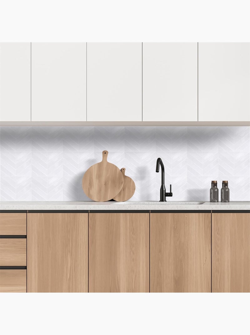 4 crédences adhésives motifs chevrons effet Zellige Blanc - Kiabi