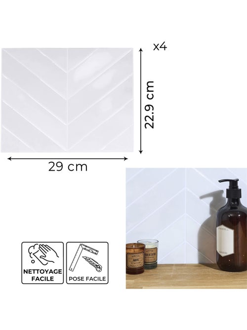 4 crédences adhésives motifs chevrons effet Zellige - Kiabi
