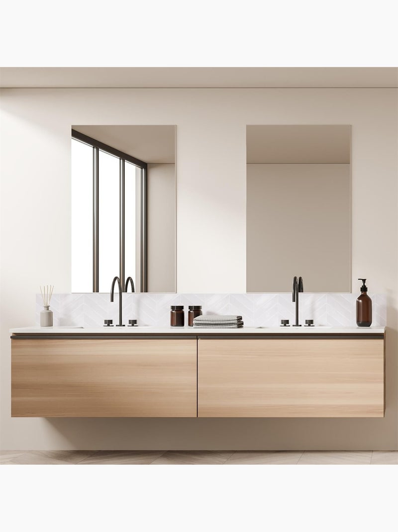 4 crédences adhésives motifs chevrons effet Zellige Blanc - Kiabi