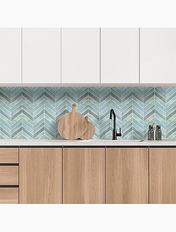 4 crédences adhésives motifs chevrons effet Zellige