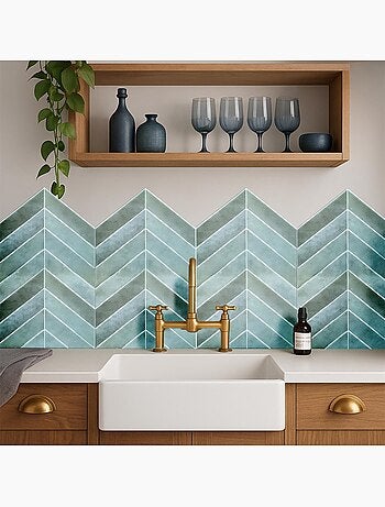 4 crédences adhésives motifs chevrons effet Zellige