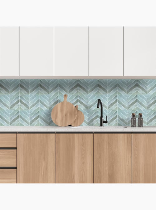 4 crédences adhésives motifs chevrons effet Zellige - Kiabi