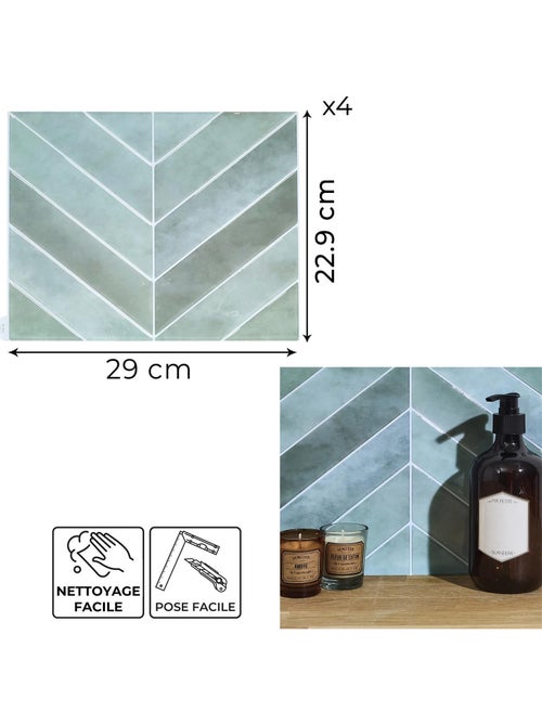 4 crédences adhésives motifs chevrons effet Zellige - Kiabi