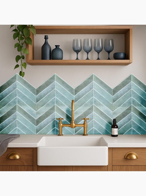 4 crédences adhésives motifs chevrons effet Zellige - Kiabi