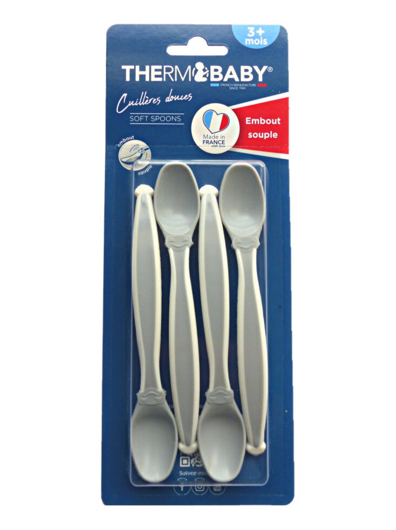 4 cuillères douces gris CHARME / BLANC MUGUET Gris - Kiabi