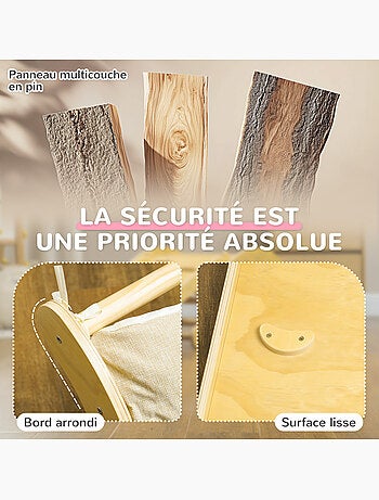 4 en 1 arche escalade enfant chaise à bascule avec coussin rampe double-face grimper glisser bois