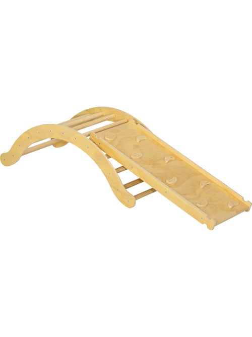 4 en 1 arche escalade enfant chaise à bascule avec coussin rampe double-face grimper glisser bois - Kiabi 4 en 1 arche escalade enfant chaise à bascule avec coussin rampe double-face grimper glisser bois - Kiabi